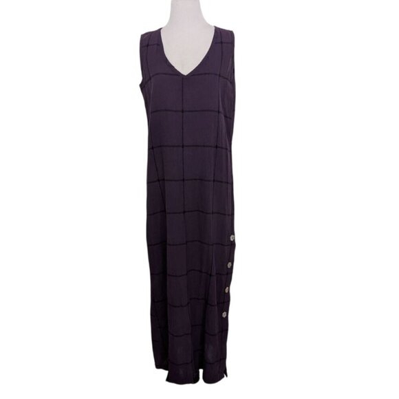 Laura Kidd Windowpane Gauze Maxi Dress Womens Size Small Purple Sleeveless - Picture 1 of 8